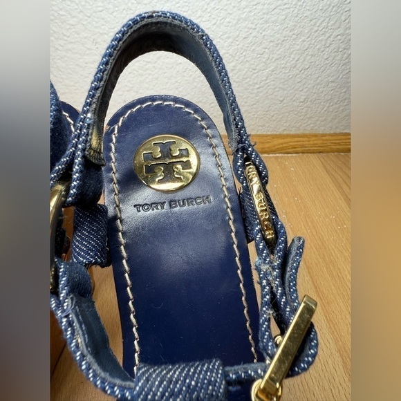 Tory Burch Beckett Denim Wedge Size 9.5 - Picture 8 of 11